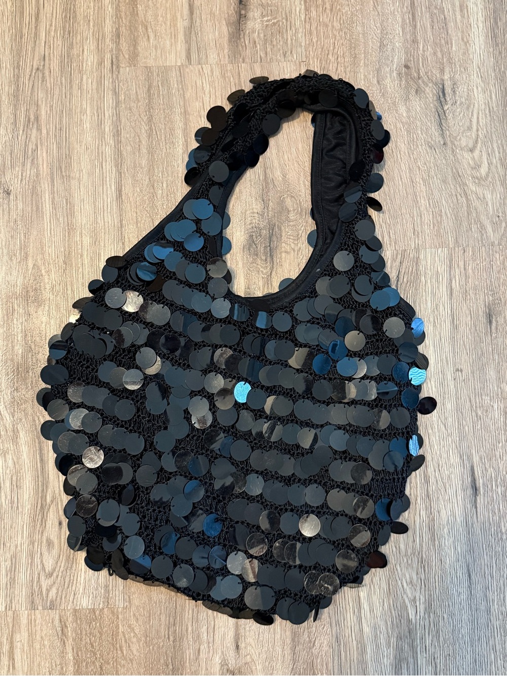 Y2K Black Sequin Disc Tote Bag - Women